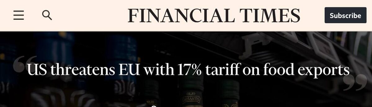 Preview США грозят ввести пошлины на сельхозтовары из ЕС