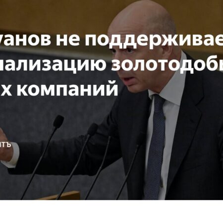 Силуанов назвал национализацию золотодобывающих компаний избыточной мерой